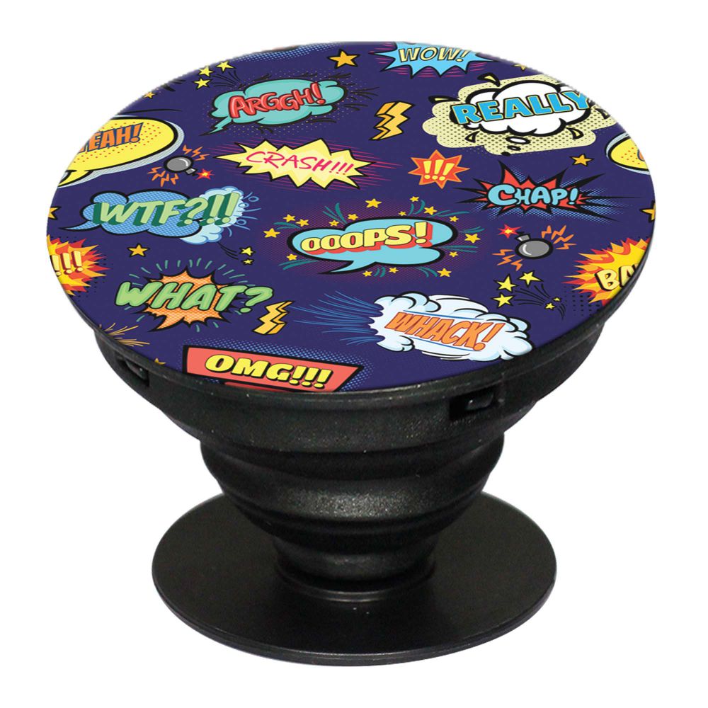 Comic Pattern Mobile Grip Stand (Black)