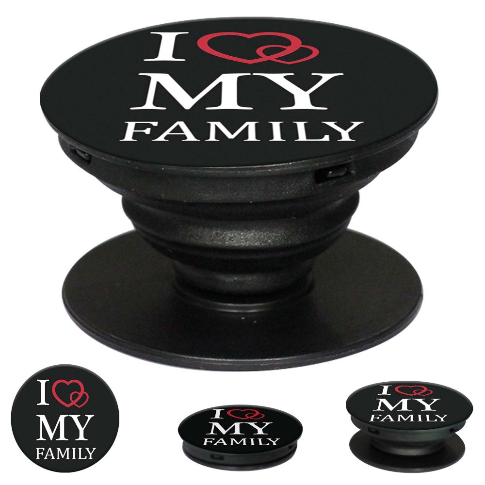 I Love My Family Mobile Grip Stand (Black)-Image2