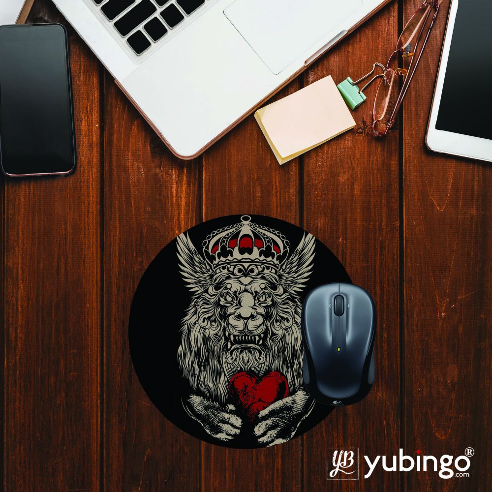 Lion Heart Mouse Pad (Round)-Image2