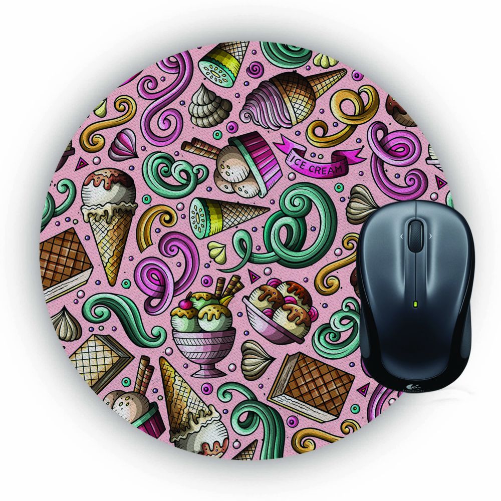 Pink Ice Cream Mouse Pad (Round)