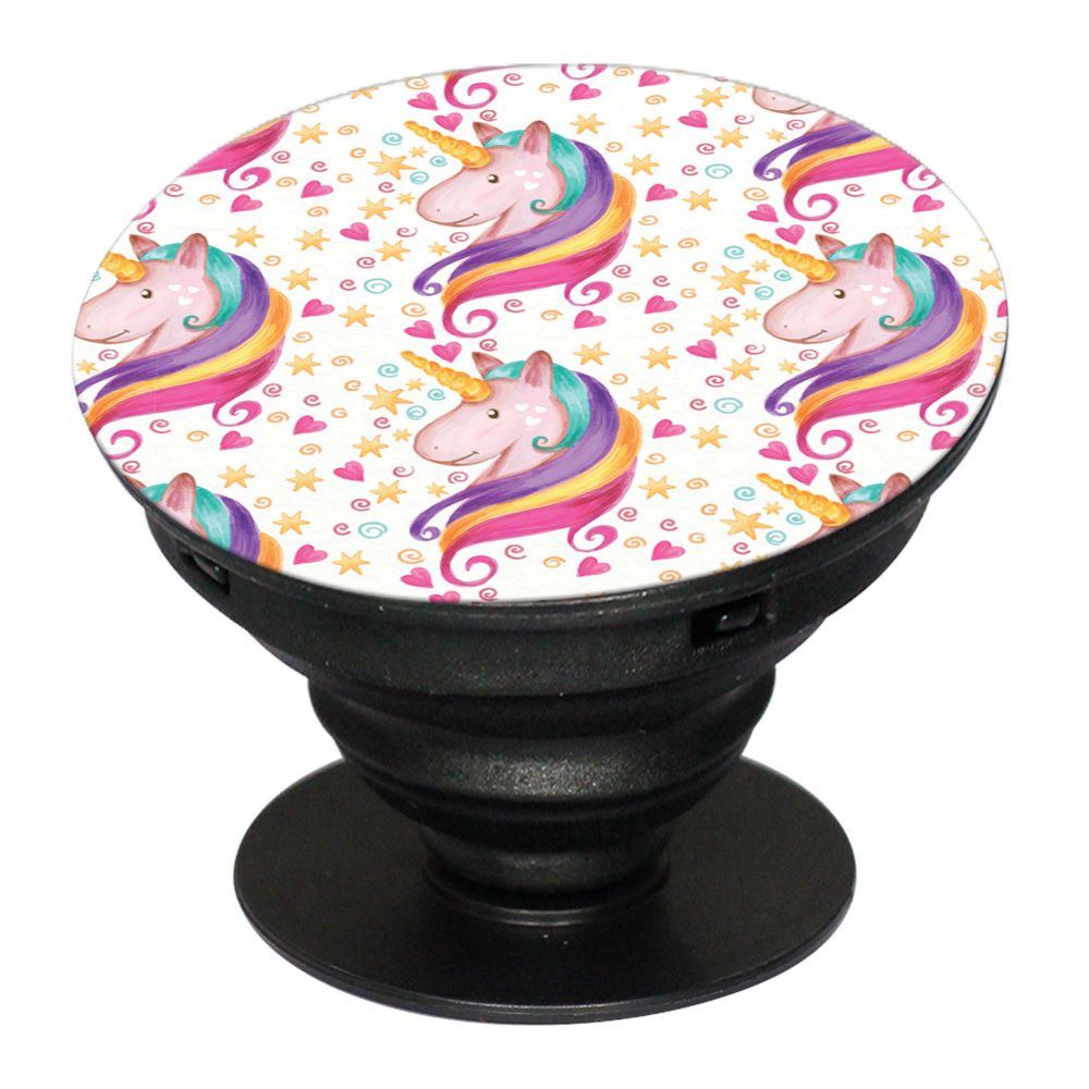 Unicorn Pattern Mobile Grip Stand (Black)