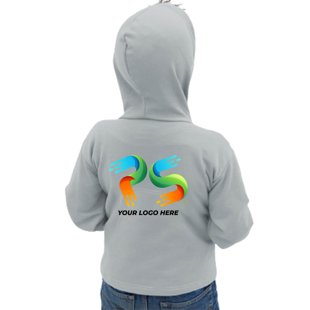 Grey Heather  Customised Kids Hoodie -  Back Print