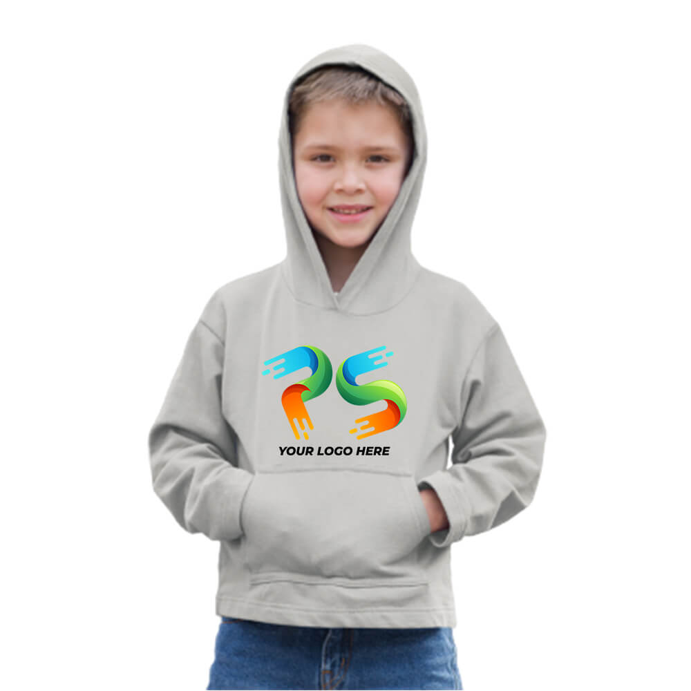 Grey Heather Customised Kids Hoodie - Front Print