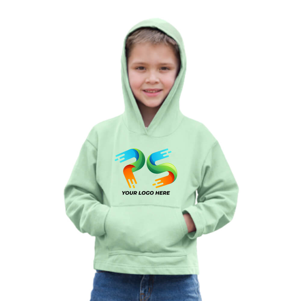 Mint Green Customised Kids Hoodie -  Front  Print