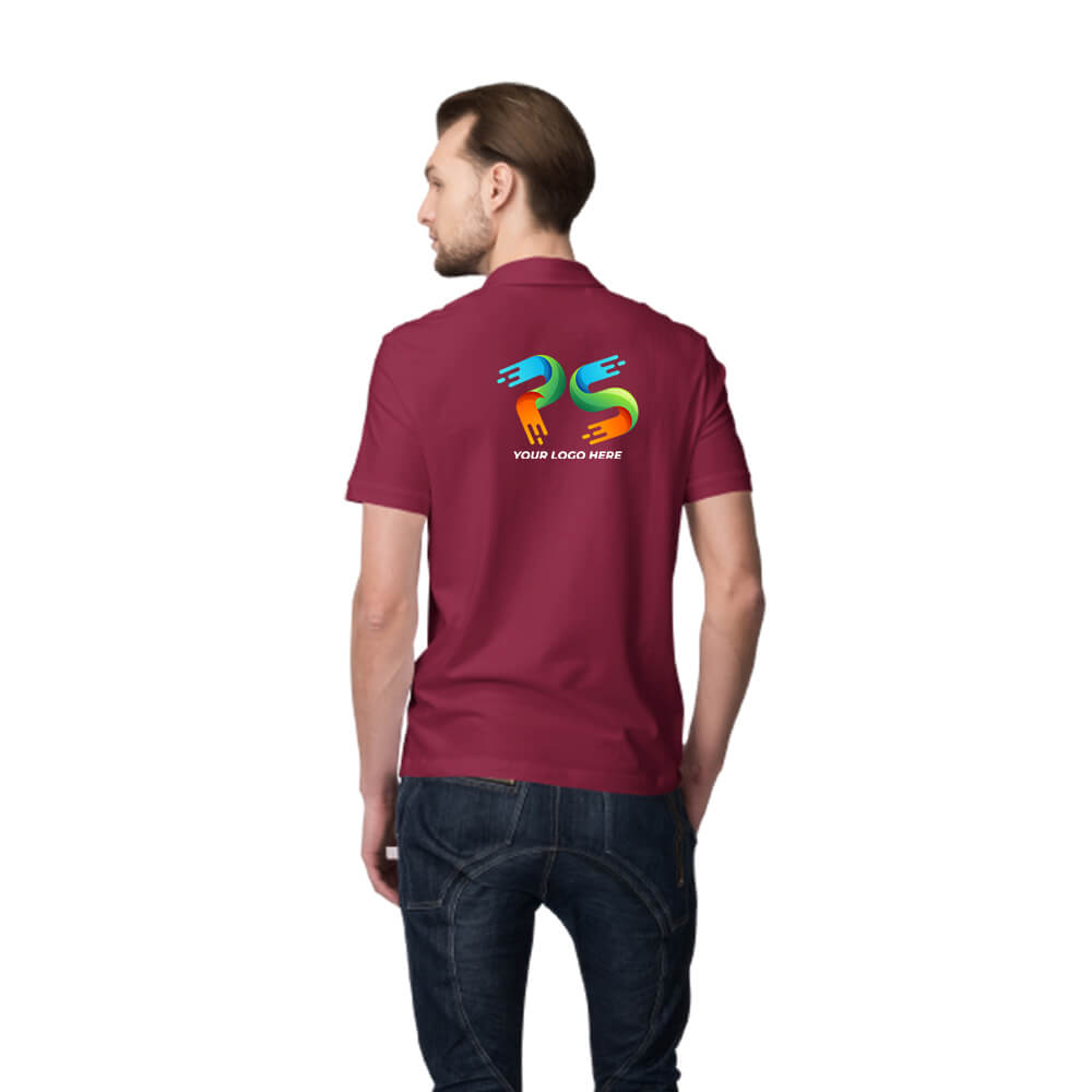 Maroon  Customised Men&#39;s Polo Neck  T-Shirt - Front and Back Print