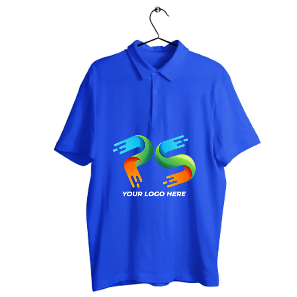 Royal Blue Customised Men&#39;s Polo Neck  T-Shirt - Front and Back Print