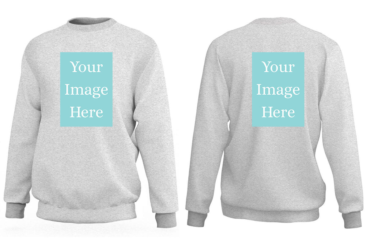 Heather Grey Customised Sweat Shirt - Front and Back Print