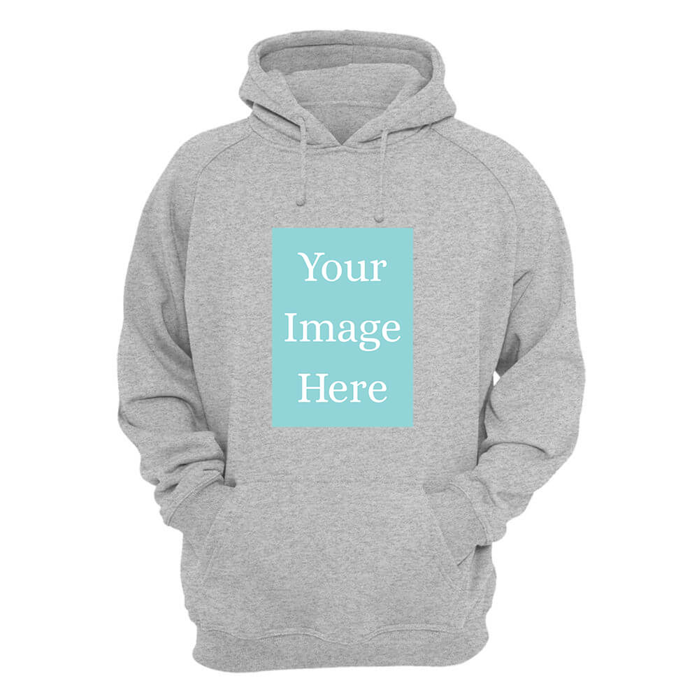 Heather Grey Customised Hoodie - Front Print