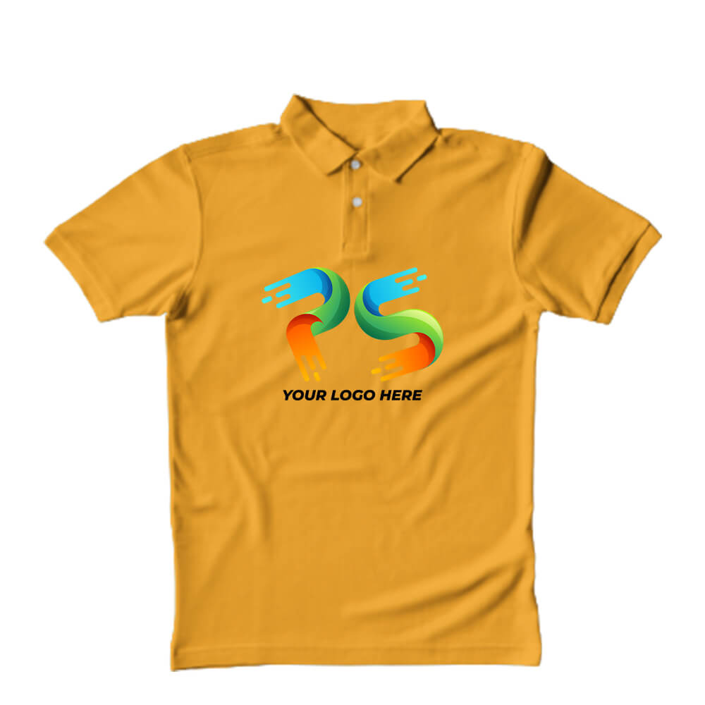 Polo Neck Golden Yellow   Customised Kids T-Shirt - Front And Back Print