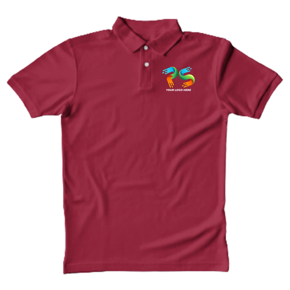 Polo Neck Maroon Customised Kids T-Shirt - Front  Print