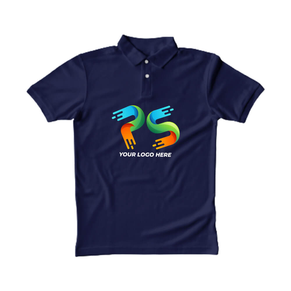 Polo Neck Navy Blue  Customised Kids T-Shirt - Front Print