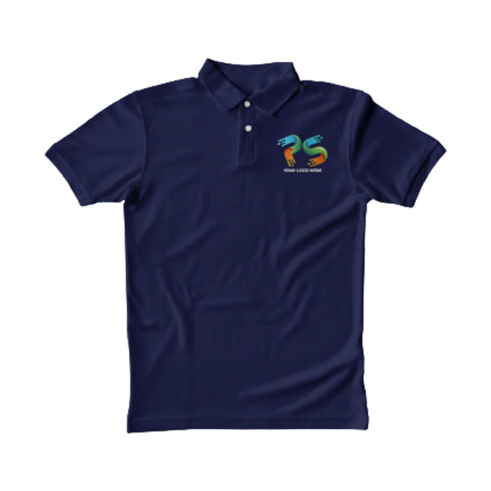 Polo Neck Navy Blue Customised Kids T-Shirt - Front And Back Print