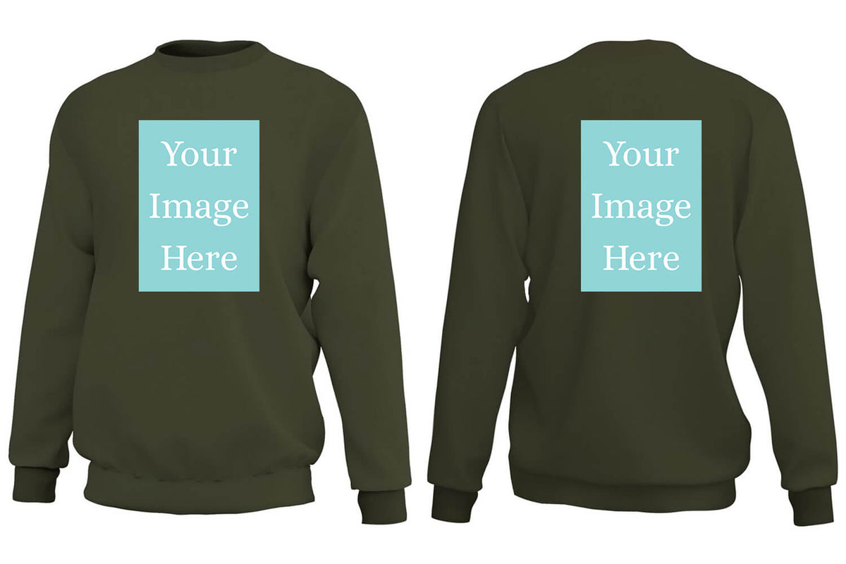 Olive Green Customised Sweat Shirt - Front and Back Print