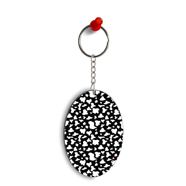 Black & White Pattern Oval Key Chain