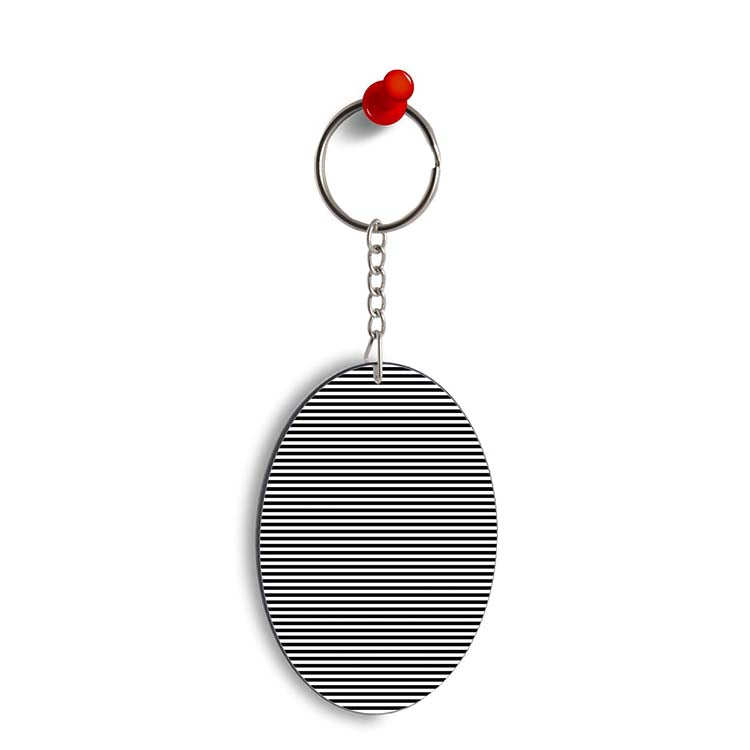 Black Stripes Oval Key Chain