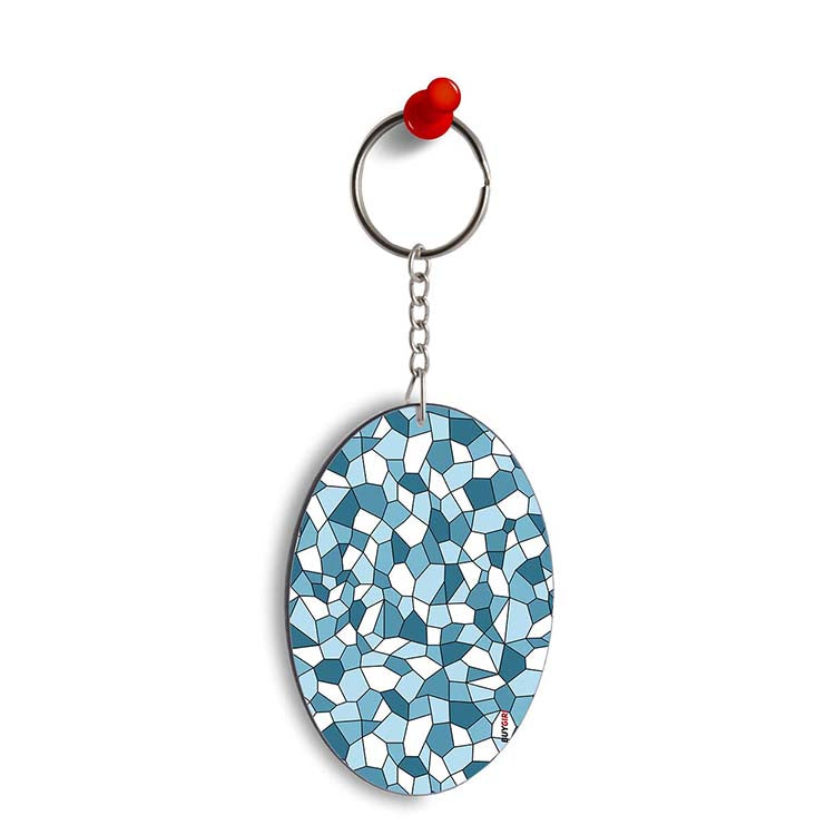 Blue Mosaic Oval Key Chain