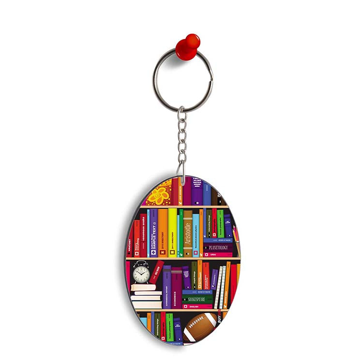 Books Oval Key Chain