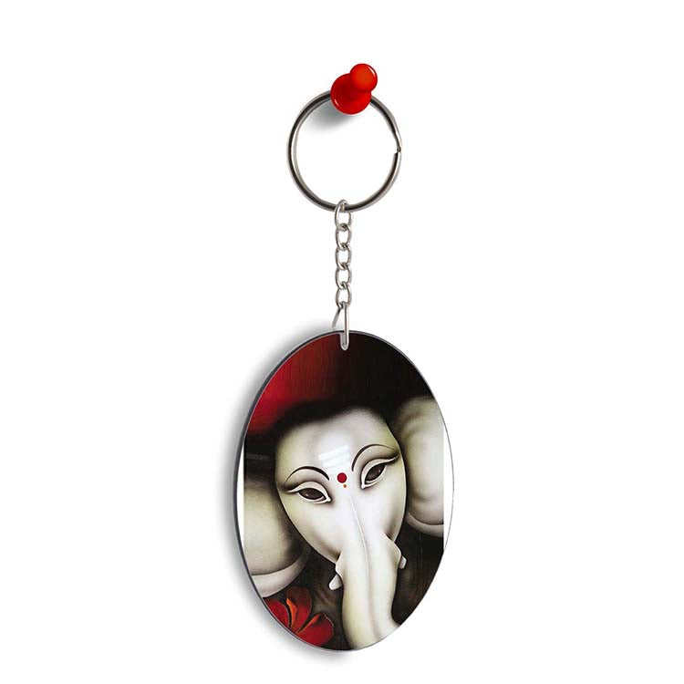 Calm Ganesha Oval Key Chain