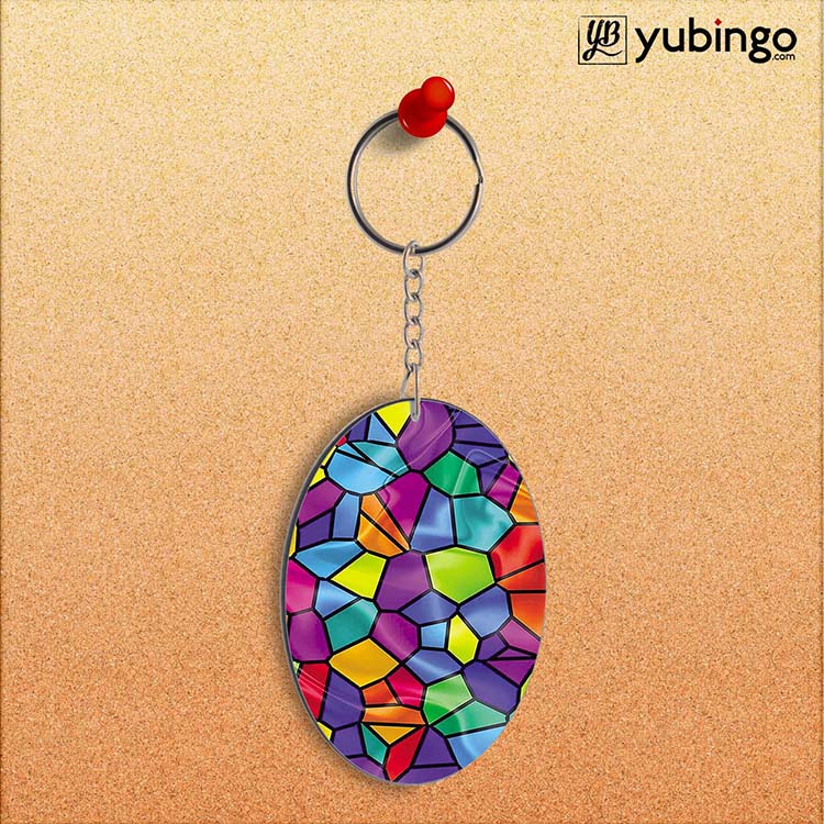 Colourful Mosaic Oval Key Chain