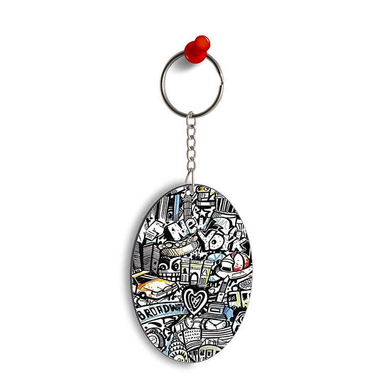 Cool Graffiti Oval Key Chain