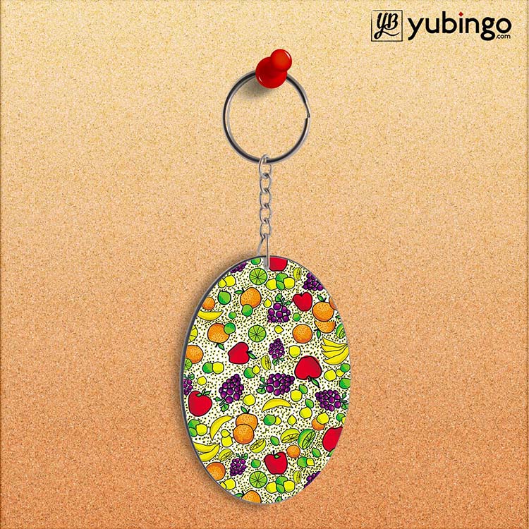 Fruits Pattern Oval Key Chain