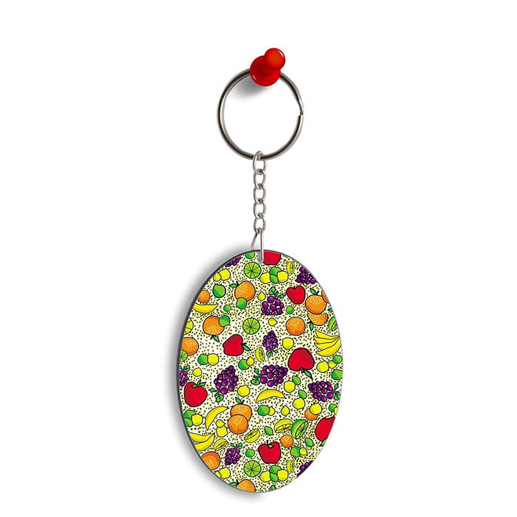 Fruits Pattern Oval Key Chain