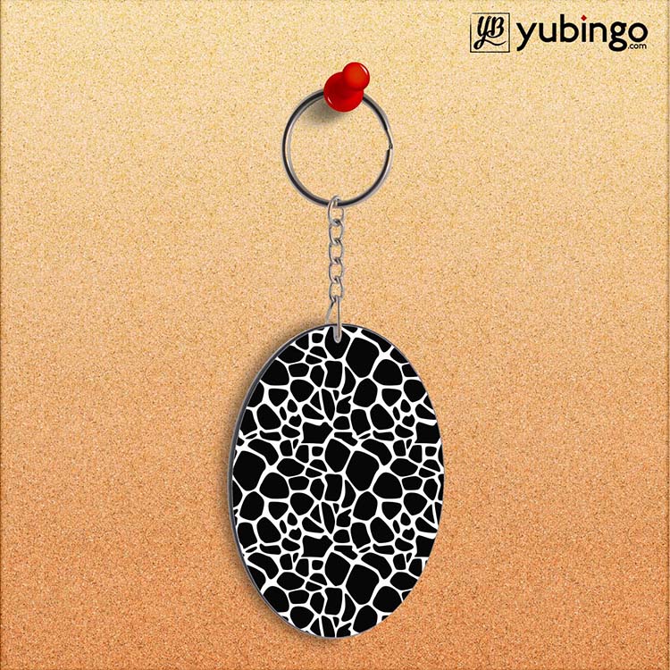 Giraffe Pattern Oval Key Chain