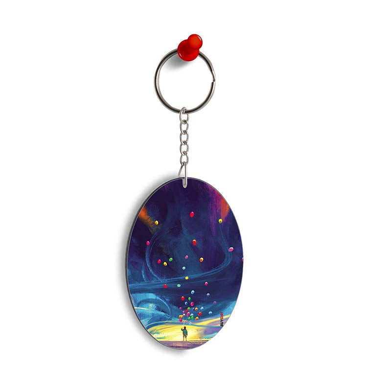 In The Sky Oval Key Chain