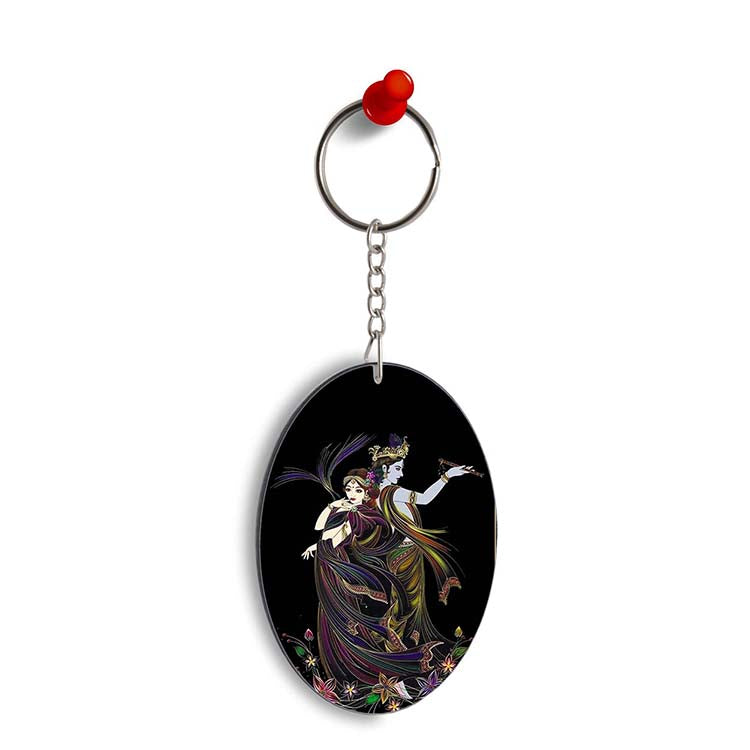 Jai Radha Krishna Oval Key Chain