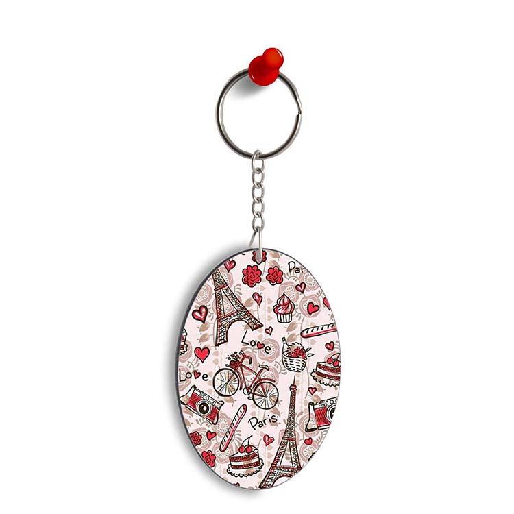 Love In Paris Oval Key Chain