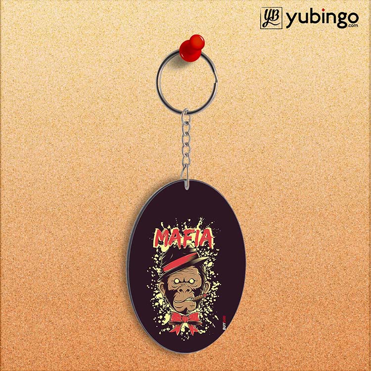 Mafia Monkey Oval Key Chain