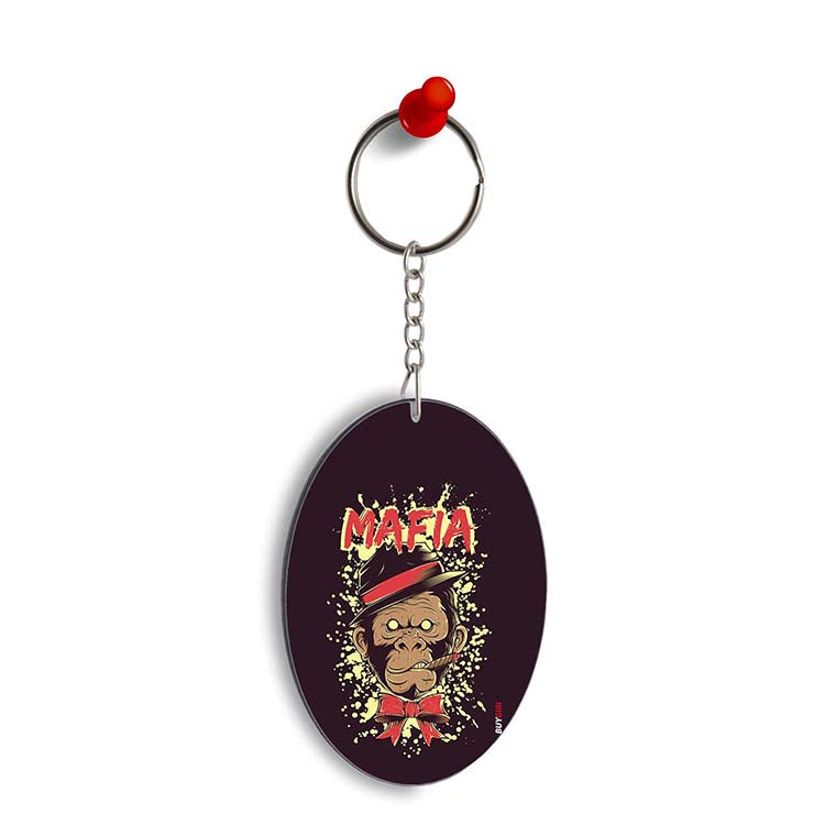 Mafia Monkey Oval Key Chain