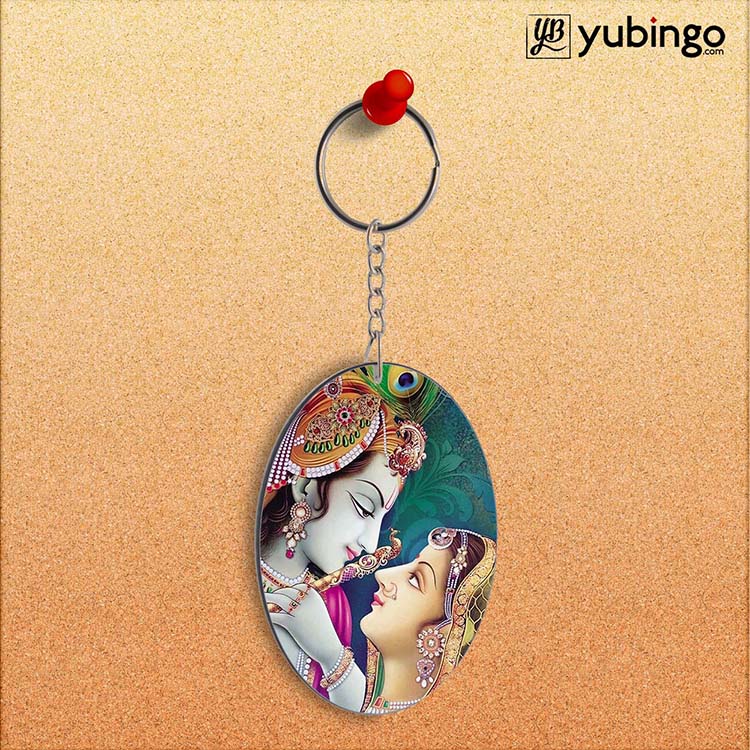 Radha Krishna Oval Key Chain