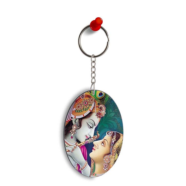 Radha Krishna Oval Key Chain