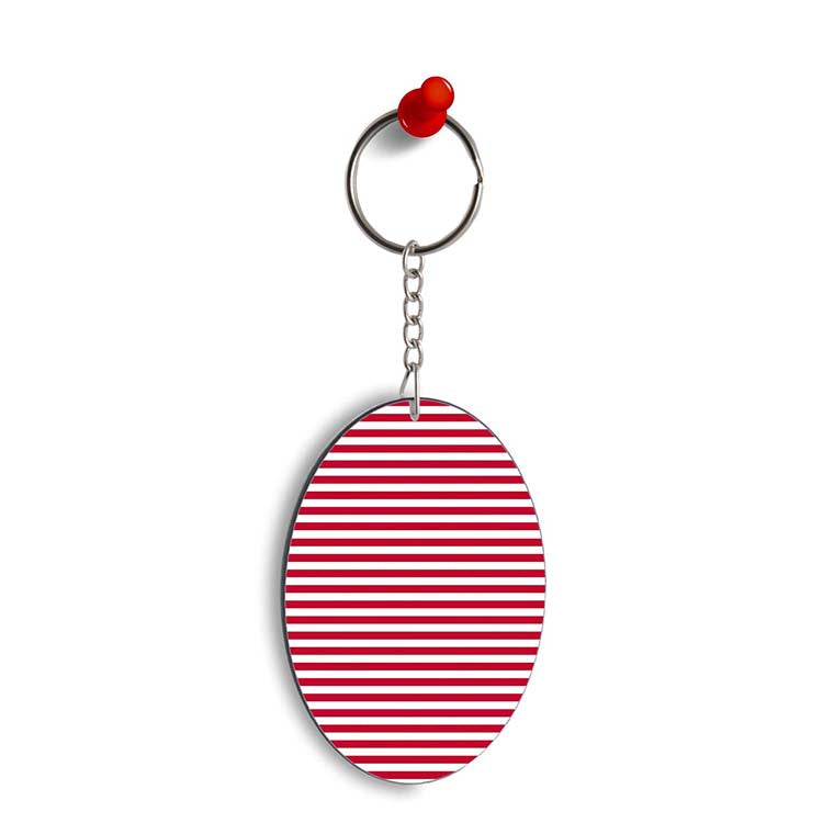 Red Stripes Oval Key Chain