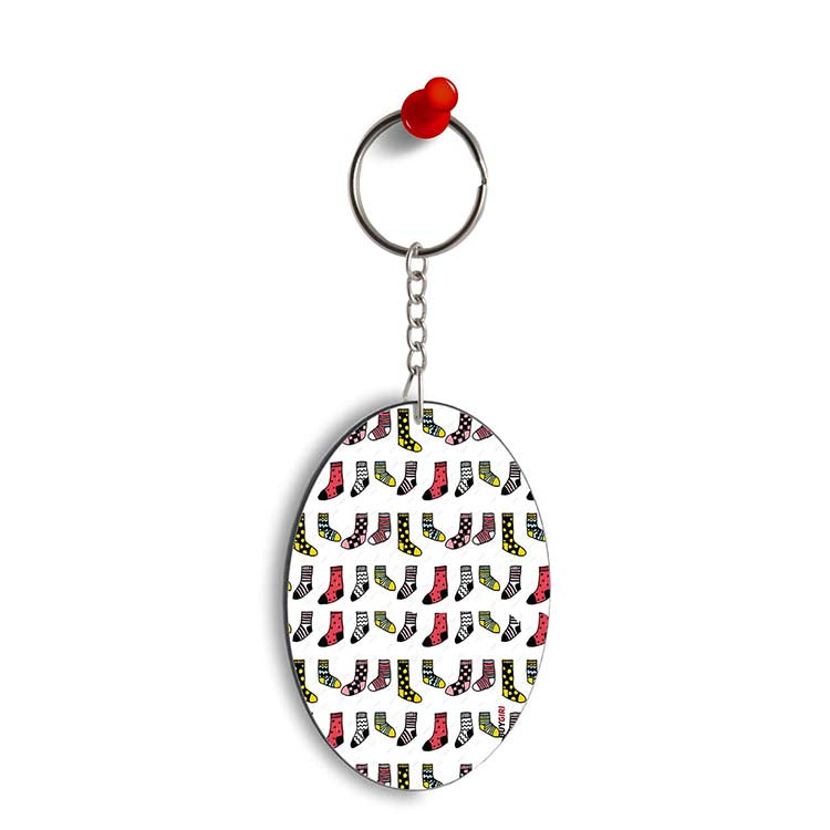 Socks Pattern Oval Key Chain