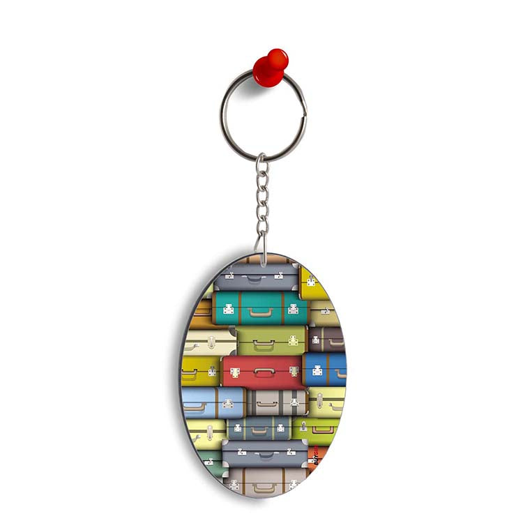 Suitcases Oval Key Chain