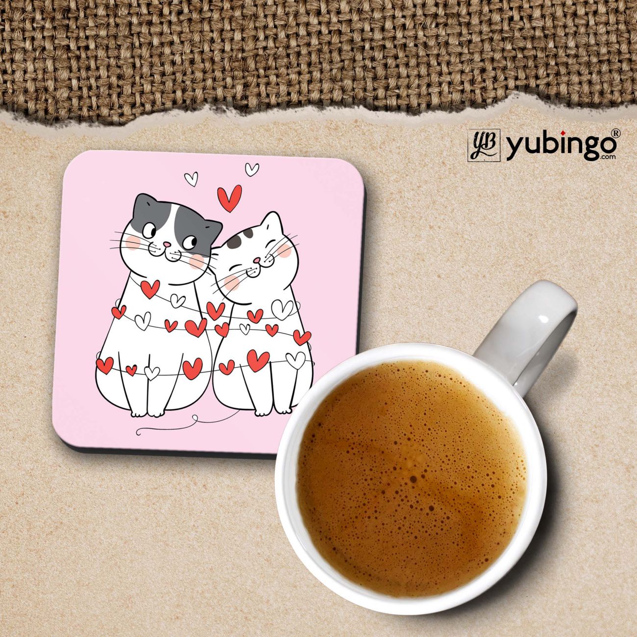 Catty Love Coffee Mug with Coaster and Keychain-Image3