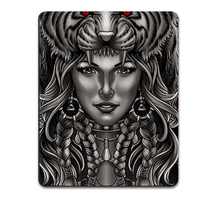 Charming Lady with Tiger Mouse Pad