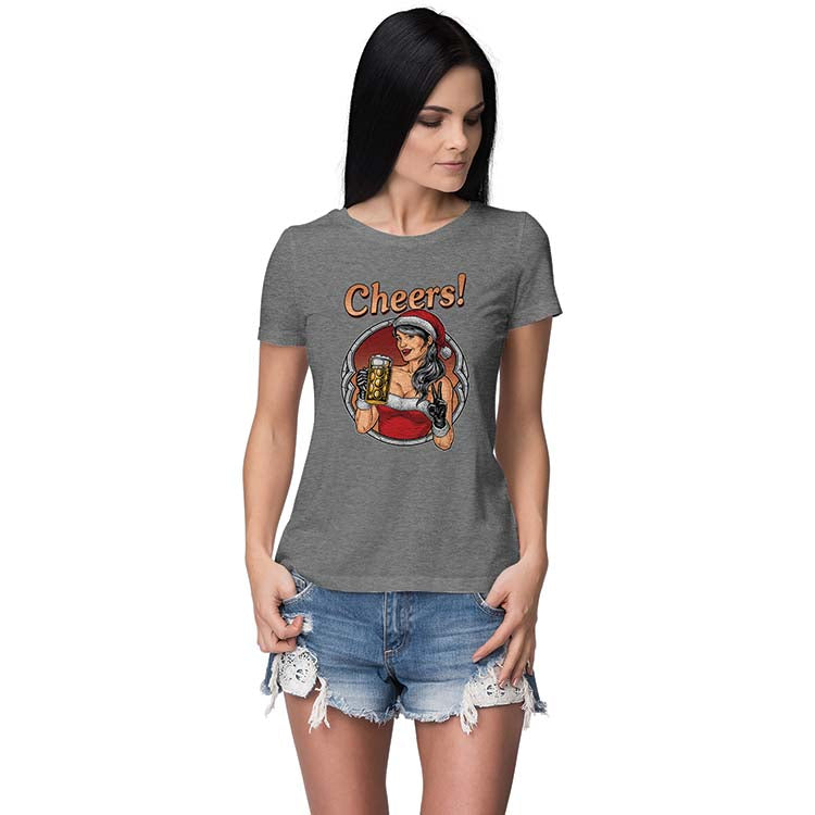 Cheers! Women T-Shirt-Grey Melange