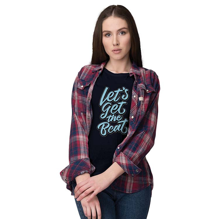 Let&#39;s Get The Beat Women T-Shirt-Navy Blue