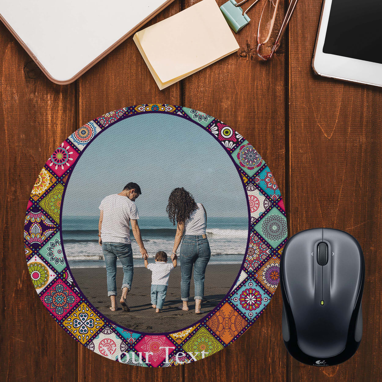 Mandala Photo Mouse Pad (Round)