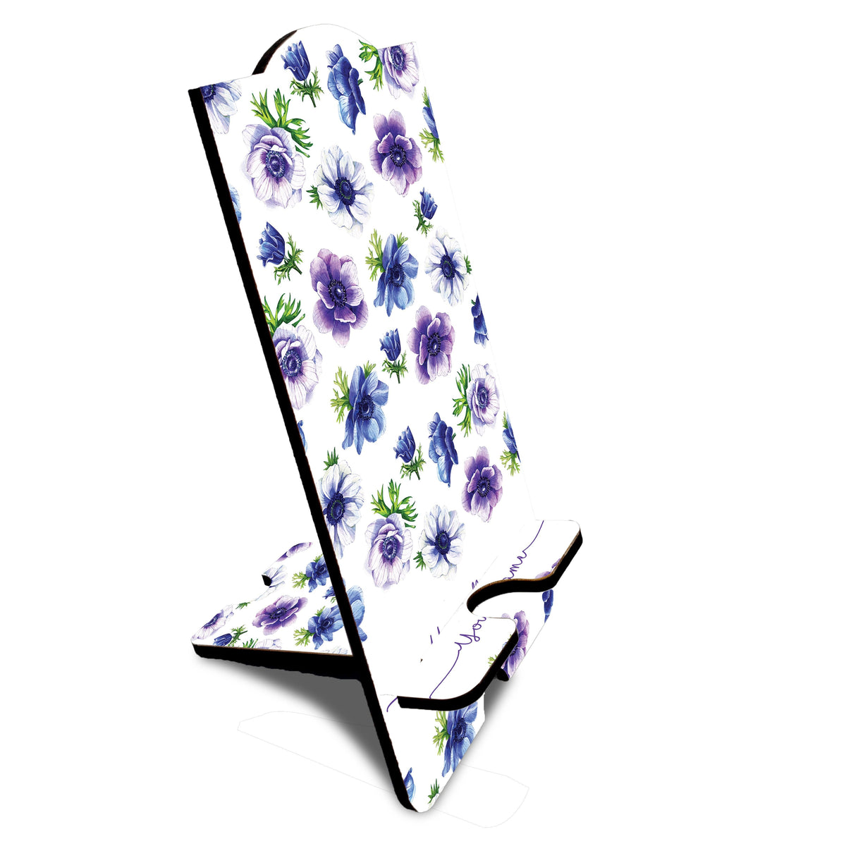 Purple Flowers with Name Mobile Stand