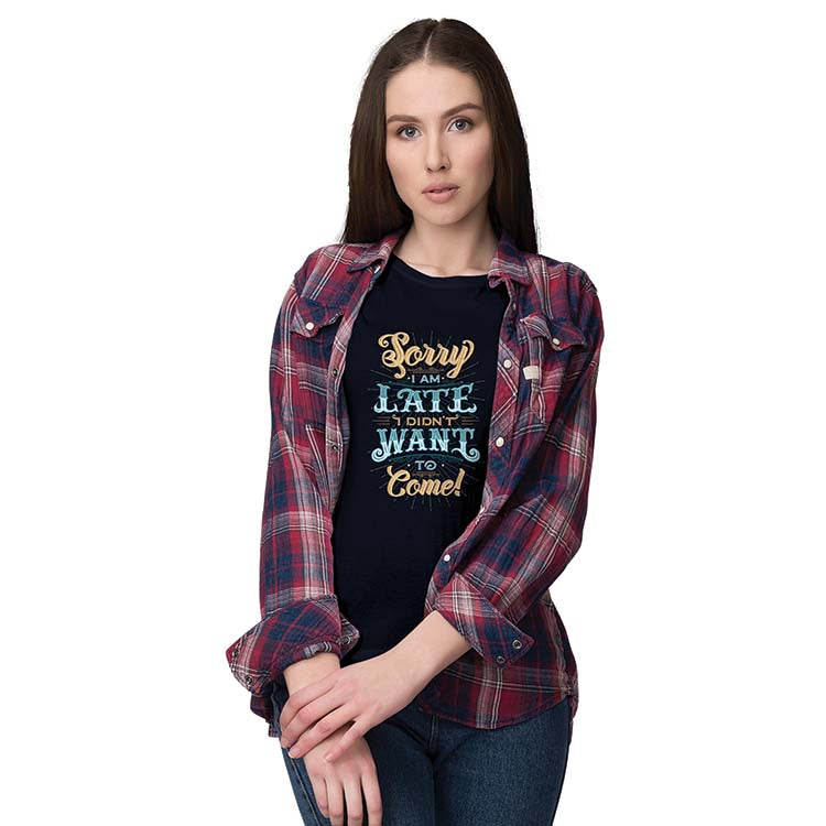 Sorry I Am Late Women T-Shirt-Navy Blue