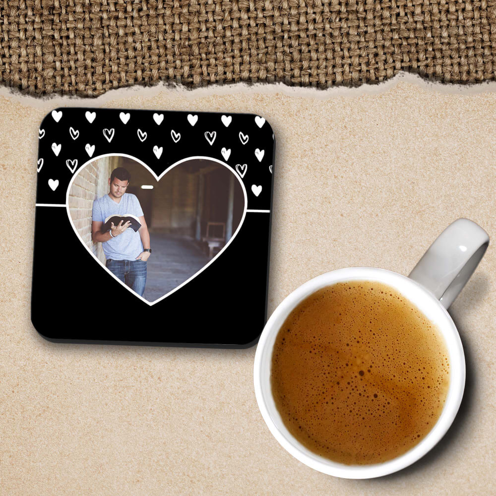 White Hearts Photo Coasters