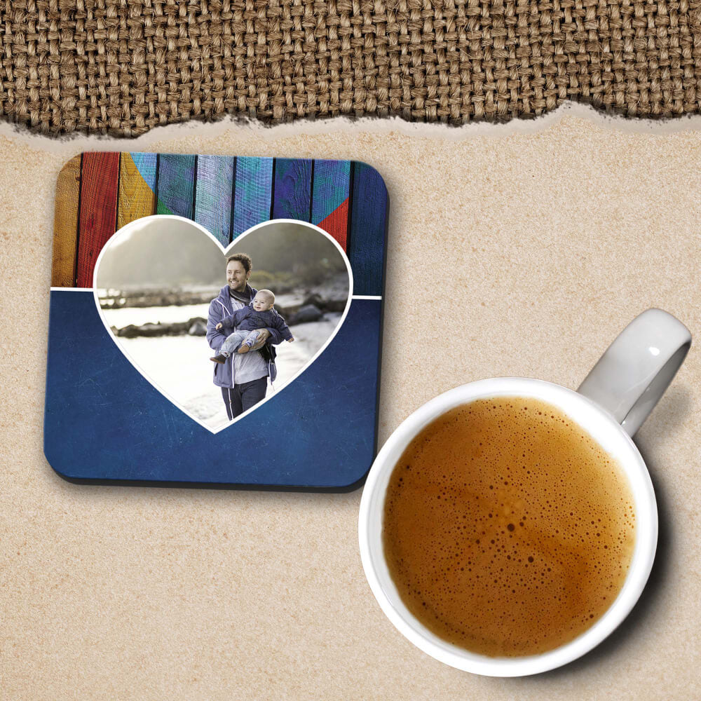 Woody Heart Photo Coasters