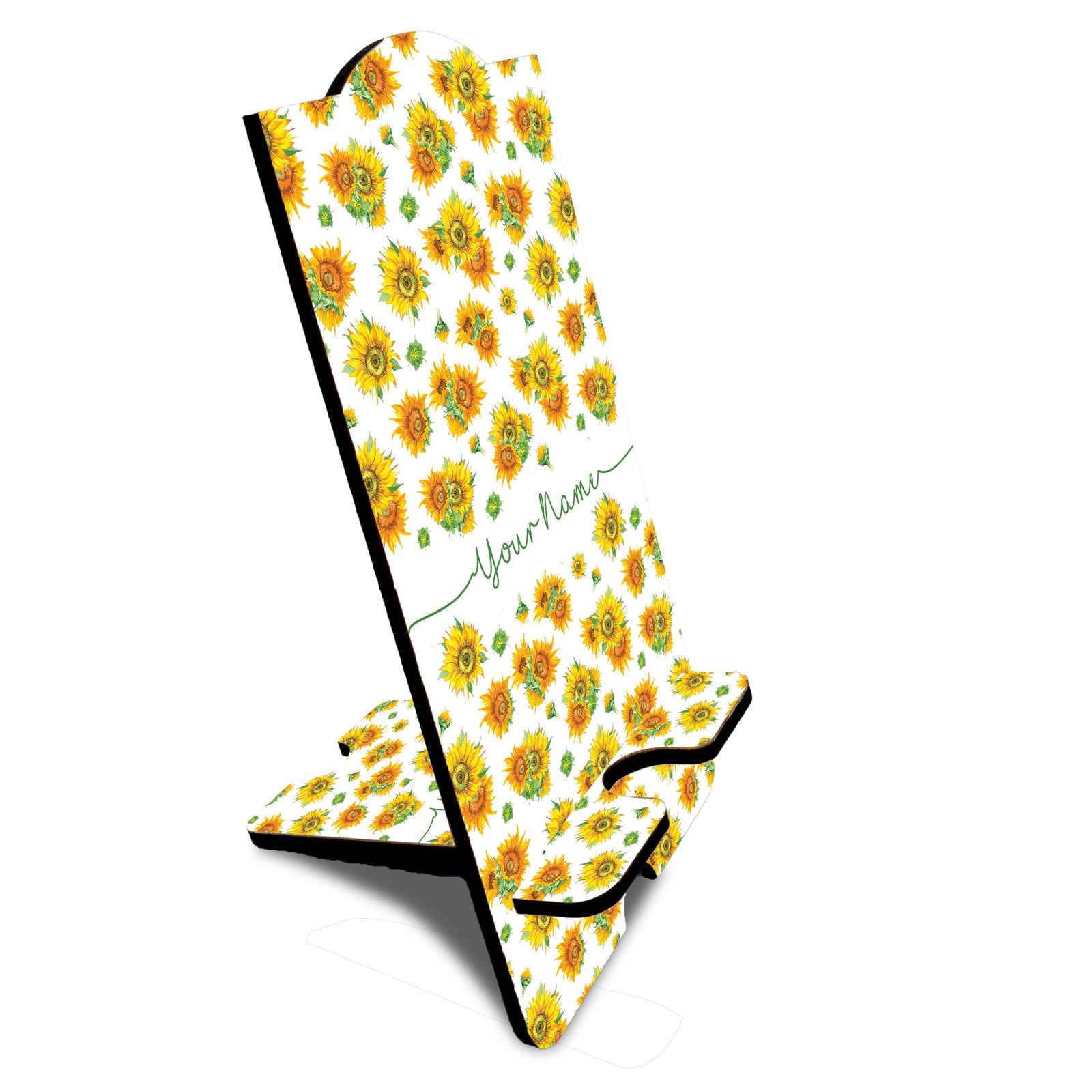 Yellow Flowers with Name Mobile Stand