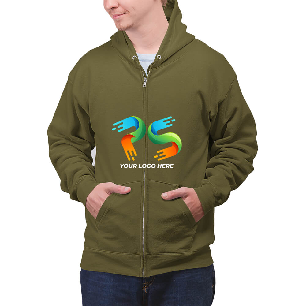 Kiwi GreenCustomised Zipper Hoodie - Front Print