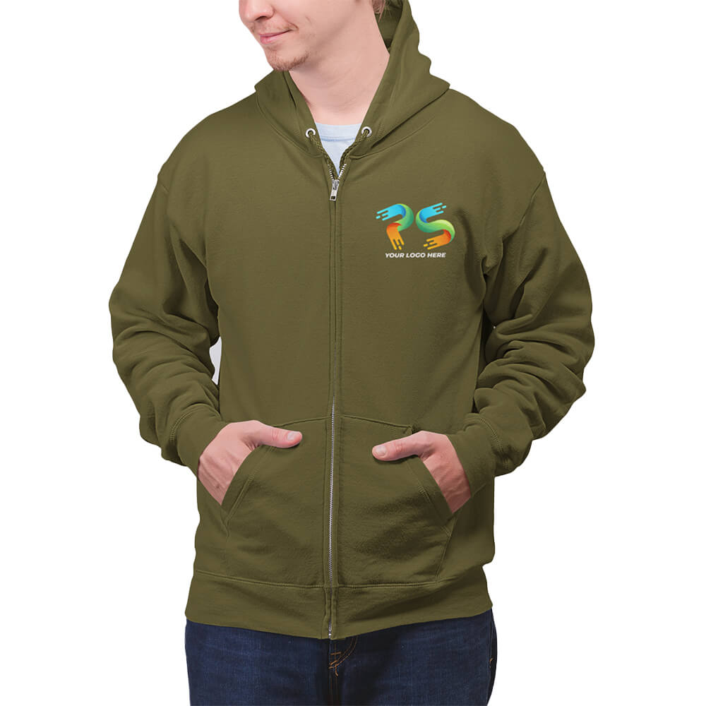 Kiwi GreenCustomised Zipper Hoodie - Front Print